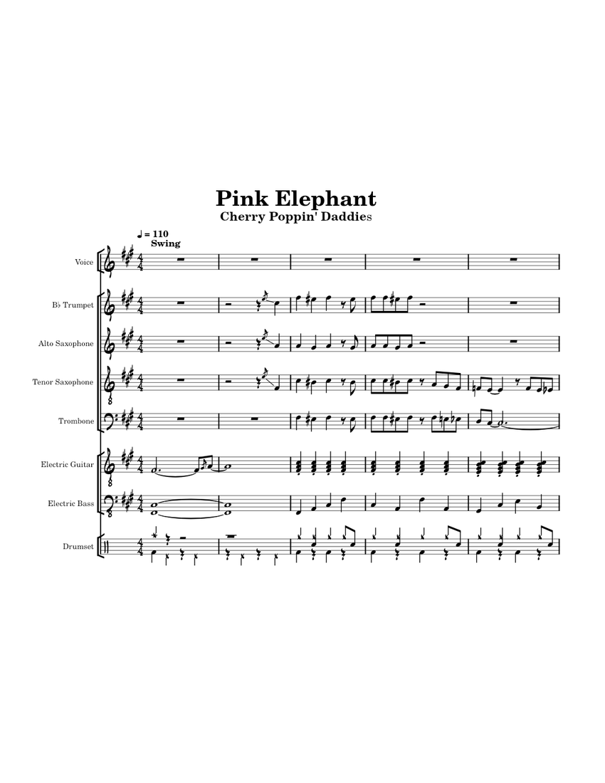 Pink Elephant Sheet music for Trombone Vocals Saxophone alto Saxophone tenor more instruments Jazz Band Musescore