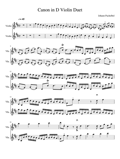 Canon in D Violin Duet