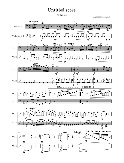Sonata no. 4 in C major for to cellos