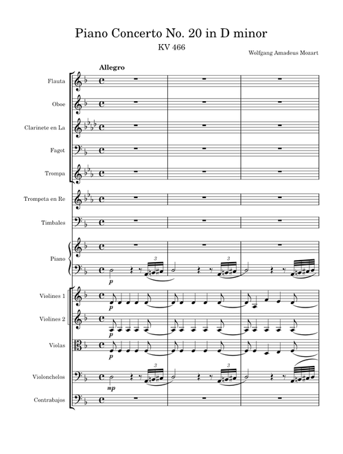 Piano concerto No. 20 in D minor, K.466 – Wolfgang Amadeus Mozart Mozart - Piano concerto No. 20 in D minor, K.466, Allegro, (Version from the film "Amadeus")