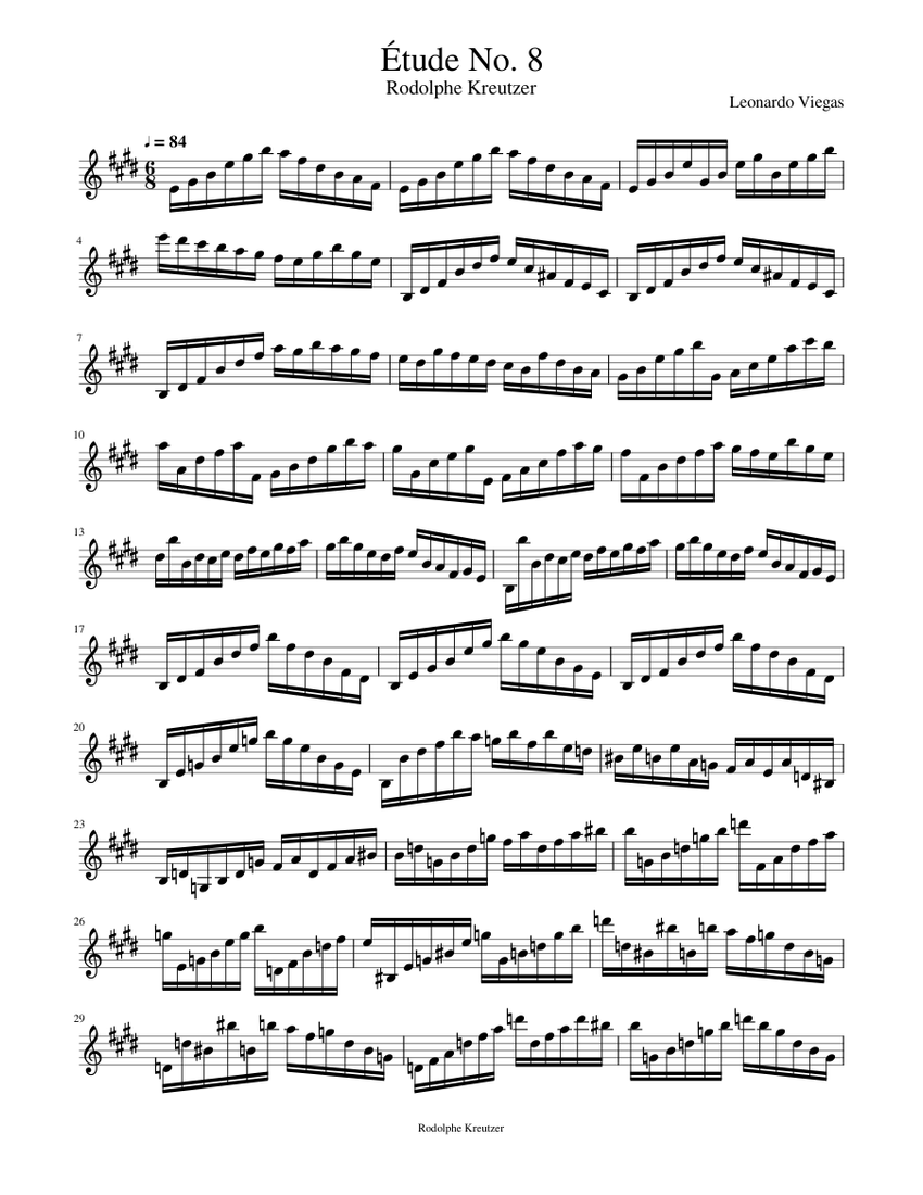Étude No. 8 Sheet Music for Violin (Solo) | MuseScore.com