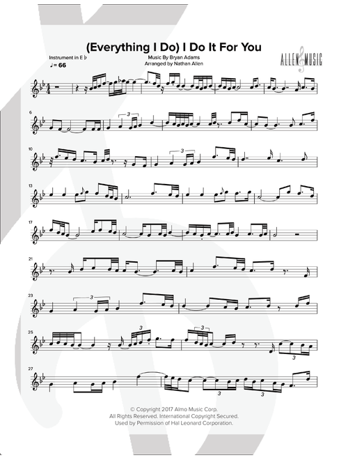 (Everything I Do) I Do It For You (Arr. Nathan Allen) - Bryan Adams (Alto Sax Solo)