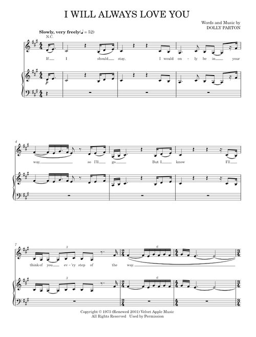 I Will Always Love You - Whitney Houston (Piano Vocal)
