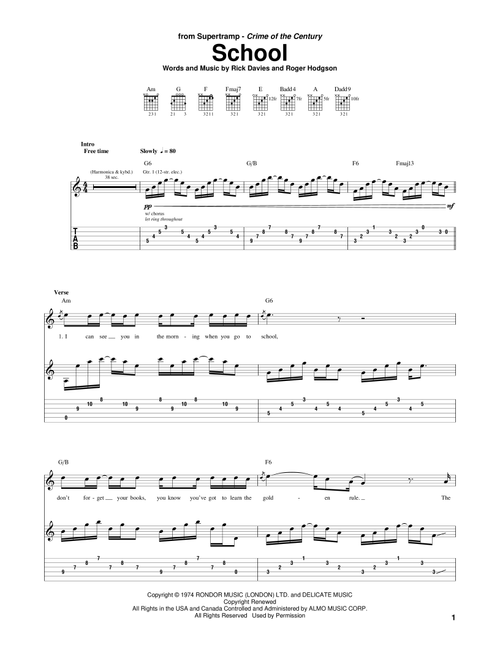 School - Supertramp (Guitar Tab)