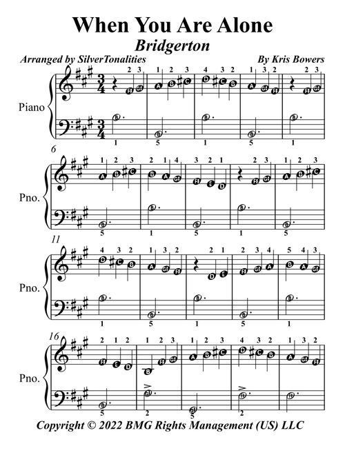 When You Are Alone (Arr. SilverTonalities) - Kris Bowers (Easy Piano)