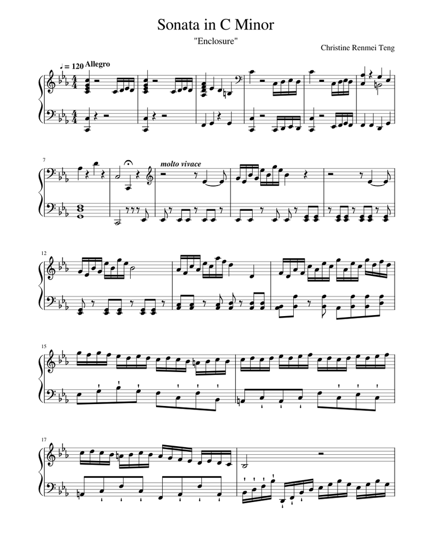 SONATA IN C MINOR Sheet Music for Piano (Solo) | MuseScore.com