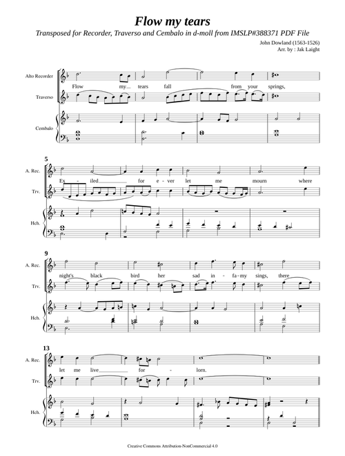 Dowland, J. _ Flow My Tears  [Rec, Trv, Hch]