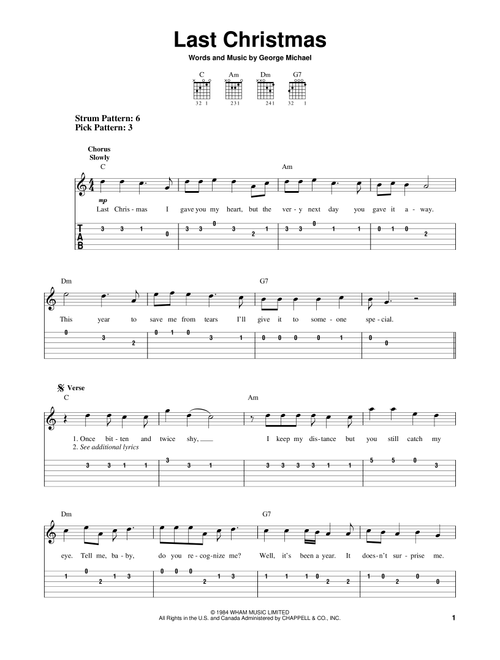 Last Christmas - Wham! (Easy Guitar with TAB)