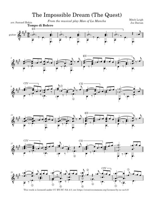 The Impossible Dream – Joe Darion / Mitchell Leigh - solo guitar
