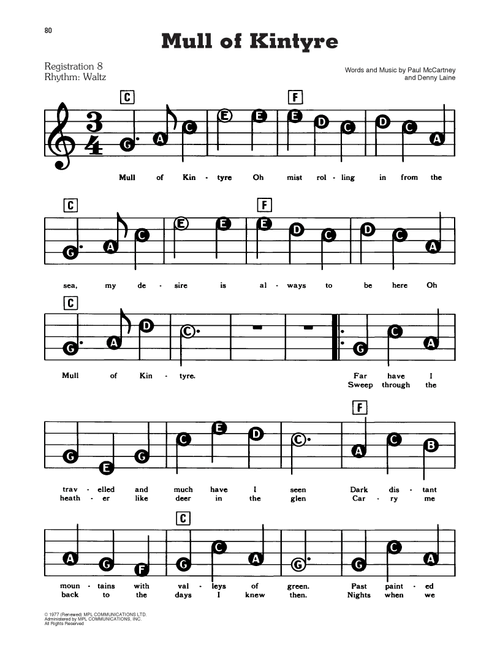Mull Of Kintyre - Wings (E-Z Play Today)