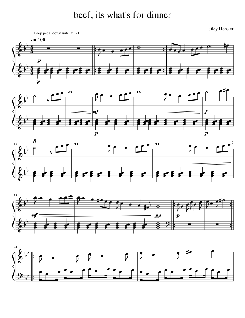 beef, its what's for dinner Sheet music for Piano (Solo) | Musescore.com