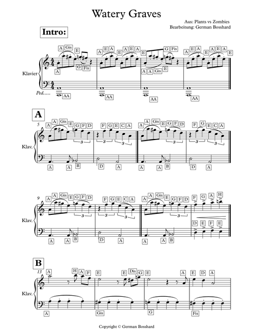 Watery Graves (Arr. German Bosshard) - Laura Shigihara (Easy Piano)