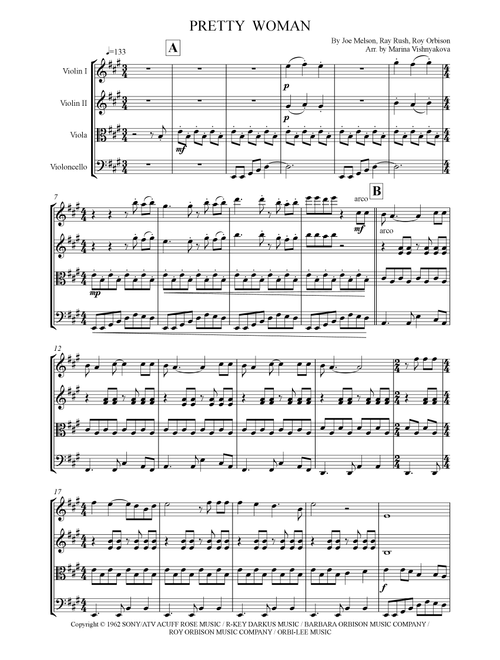 Oh, Pretty Woman (Arr. Arranged by Marina Vishnyakova) - Ray Orbison (String Quartet)