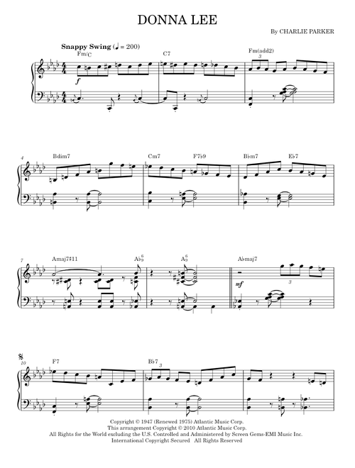 Donna lee - Charlie Parker (Piano Solo)