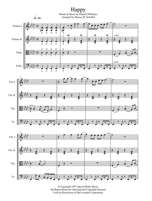 Happy (Arr. Marcos Henrique Scheffel) - Pharrell (String Quartet)