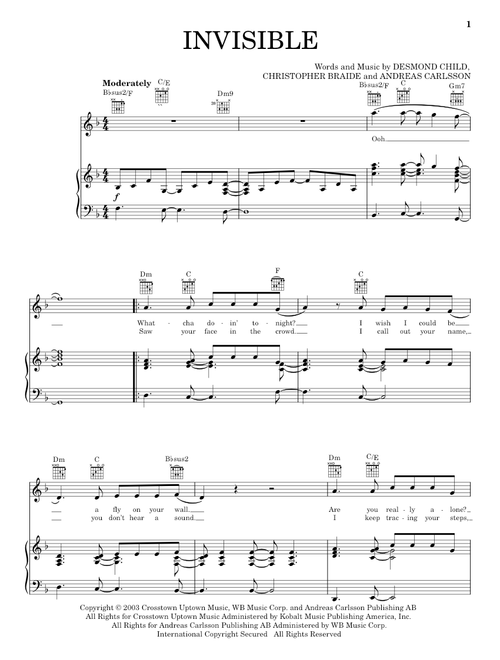 Invisible - Clay Aiken, American Idol, Desmond Child (Piano-Vocal-Guitar)