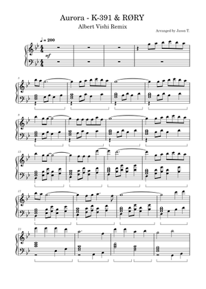 Aurora - K-391 & RØRY Sheet Music for Piano (Solo) Easy