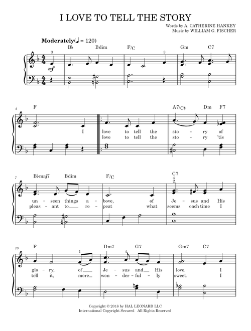 I love to tell the story - William G. Fischer (Easy Piano)