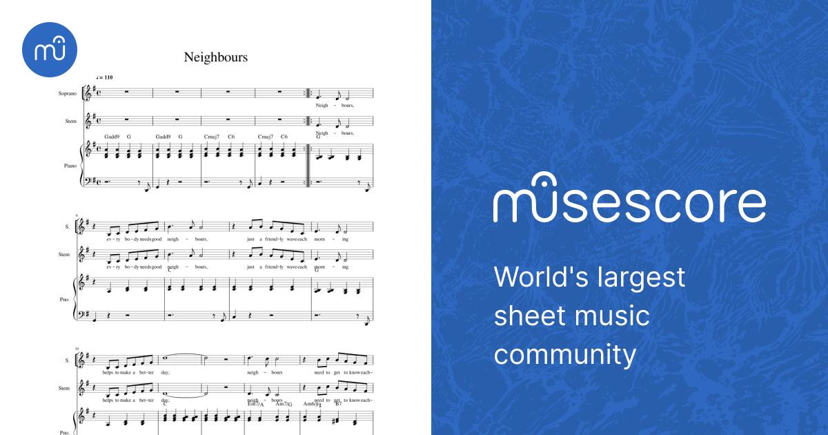 Neighbours Piano Code Neighbours Sheet Music with Chords for Piano, Soprano, Vocals (Mixed ...