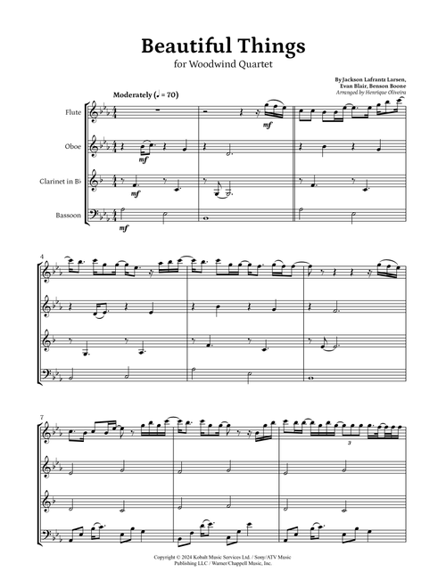 Beautiful Things (Arr. Henrique Oliveira) - Benson Boone (Woodwind Ensemble)