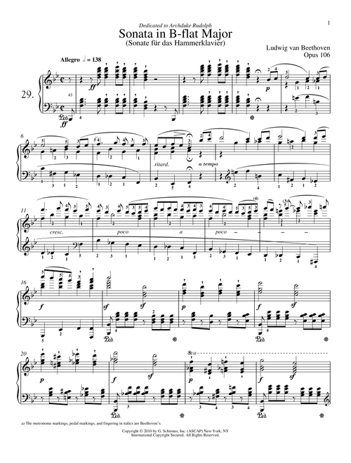 Piano Sonata No. 29 In B-Flat Major, Op. 106 (Ed. Robert Taub) - Ludwig Van Beethoven (Piano Solo)