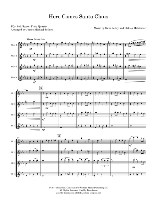 Here Comes Santa Claus (Right Down Santa Claus Lane) (Arr. James-Michael Sellers) - Gene Autry (Woodwind Ensemble)