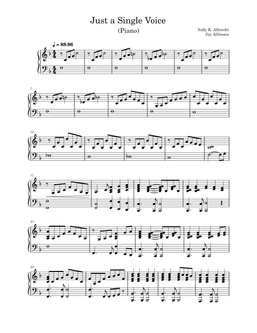 Just a single voice jay althouse just a single voice piano sheet