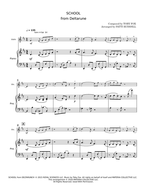 School (from DELTARUNE) (for Solo Violin with Piano Accompaniment)