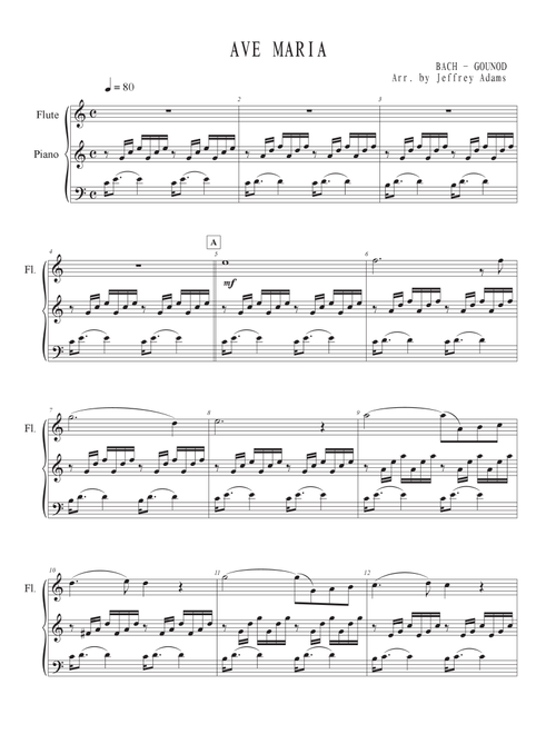 Ave Maria (Arr. Jeffrey Adams) - Gounoud, Bach (Flute and Piano)