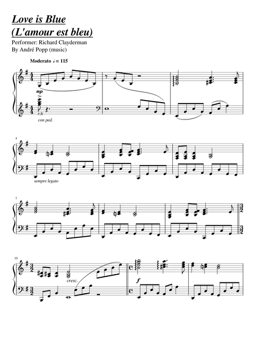 Love is Blue (L'amour est bleu) -Richard Clayderman-