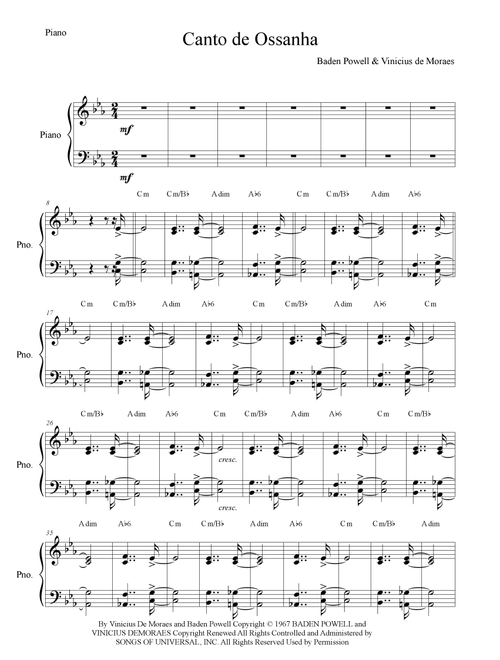 Canto De Ossanha (Arr. Anderson Quevedo) - Astrud Gilberto (Piano Solo)