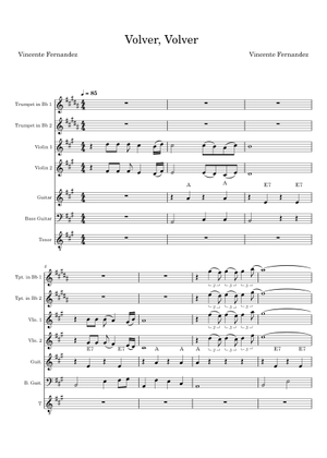 Volver, Volver – Vicente Fernández Volver Volver (For Violin only ...