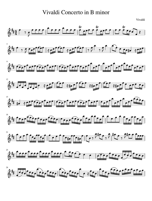 Vivaldi Concerto in B Minor, RV 580, Movement 1 Solo violin parts