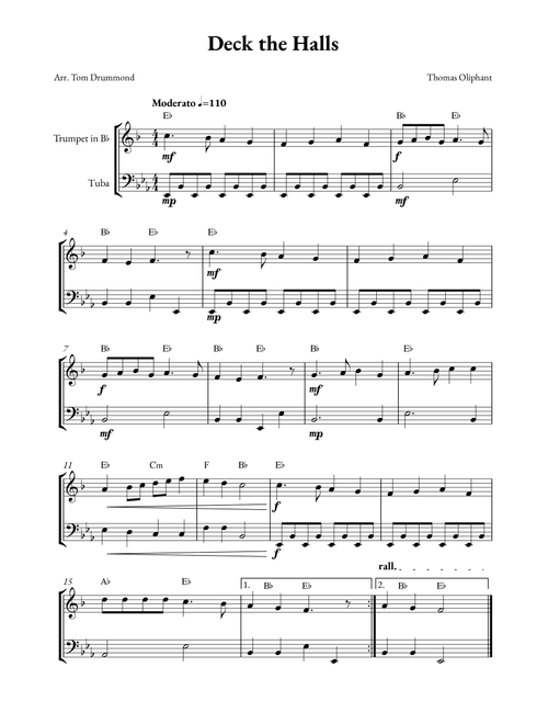 Deck the Halls (Arr. Tom Drummond) - Thomas Oliphant (Instrumental Duet)