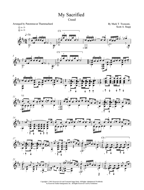 My Sacrifice (Arr. Patommavat Thammachard) - Creed (Solo Guitar)