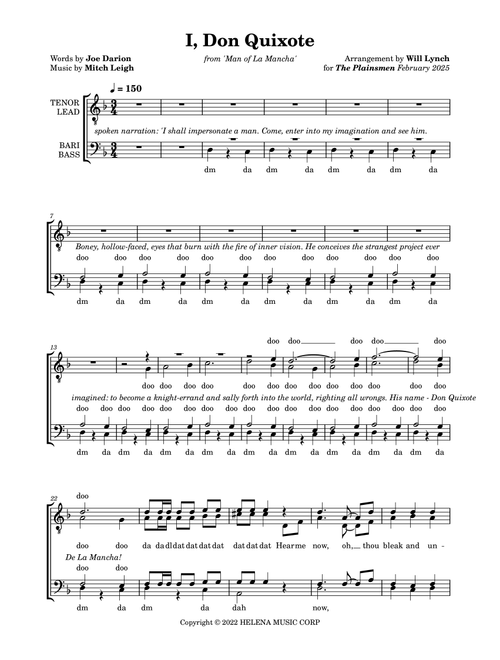I, Don Quixote (Arr. Will Lynch) - Man Of La Mancha (Choral, TTBB)