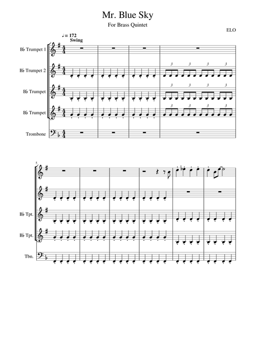 Mr. Blue Sky For Trumpet and Trombone - Full Draft V1