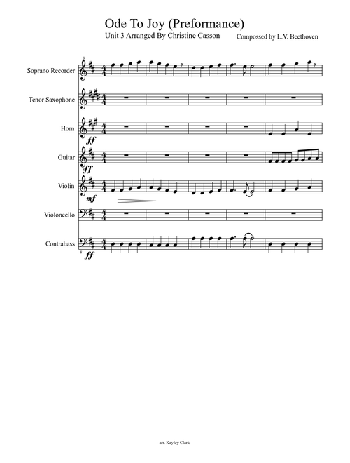 Ode To Joy  By L/V Beethoven Rearranged By CJ Casson
