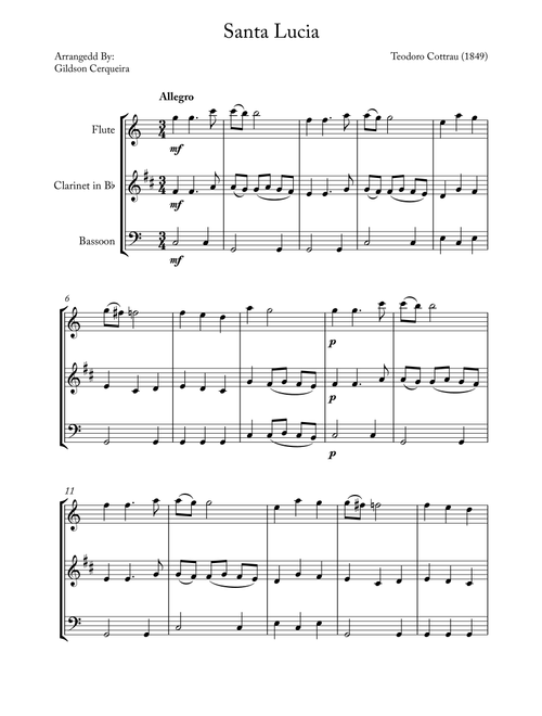 Santa Lucia (Arr. Gildson Cerqueira) - Teodoro Cottrau (Woodwind Ensemble)