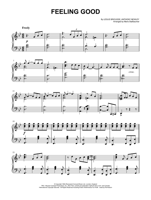 Feeling Good (Arr. Mario Stallbaumer) - Nina Simone (Piano Solo)