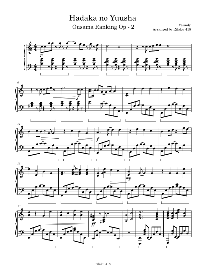 Hadaka no Yuusha Vaundy Sheet music for Piano (Solo)