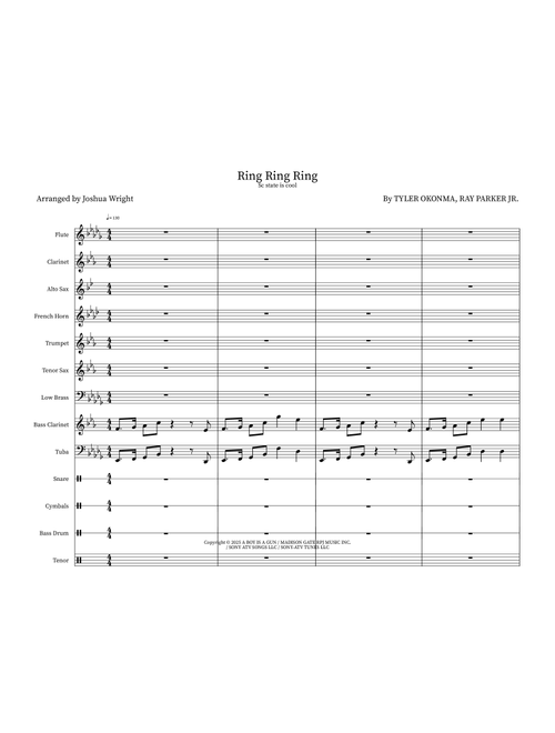 Ring Ring Ring (Arr. Joshua Wright) - tyler the creator (Marching Band)