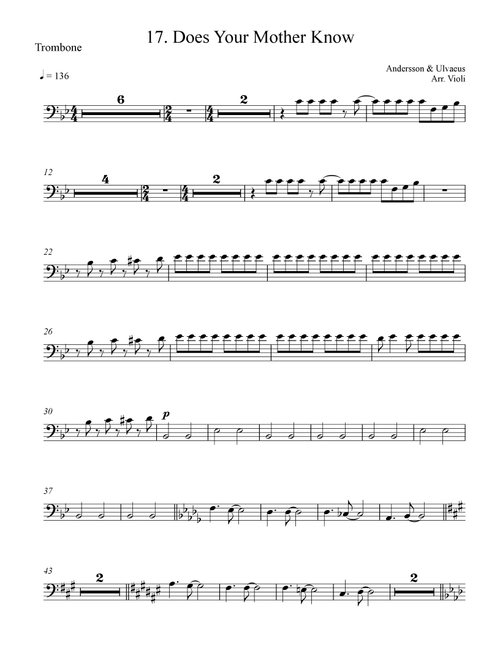 Does Your Mother Know (Arr. Violi) - ABBA (Trombone Solo)