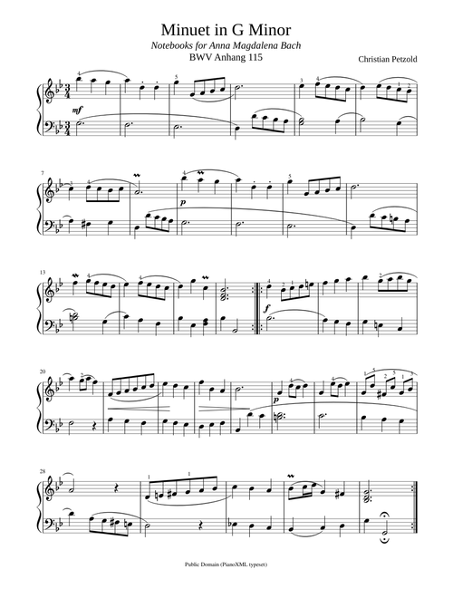 Minuet in g minor bwv anh 115 – Johann Sebastian Bach Bach Minuet in G Minor BWV Anh. 115