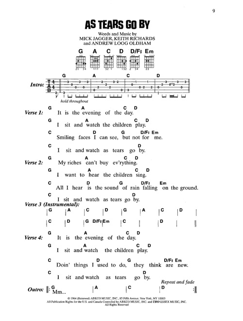 As Tears Go By - The Rolling Stones (Guitar Chords-Lyrics)
