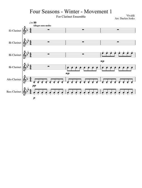 Four Seasons - Winter - Movement 1 for Clarinet Ensemble