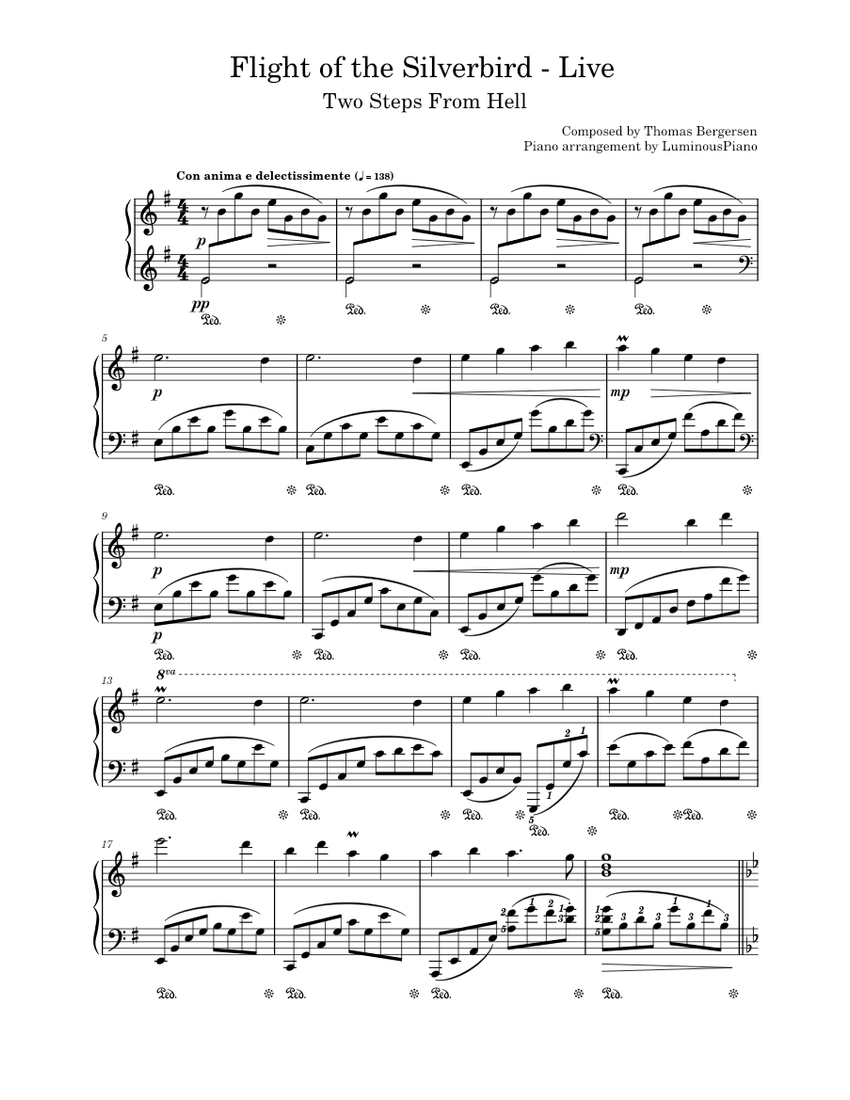 Flight of the silverbird Two Steps From Hell Live Sheet music for