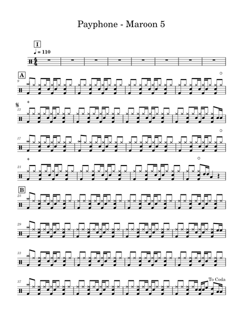 047 | Payphone - Maroon 5 (★★★★☆) Pop Drum Cover (Score, Lessons, Tutorial) | DRUMMATE –  Maroon 5 Payphone - Maroon 5