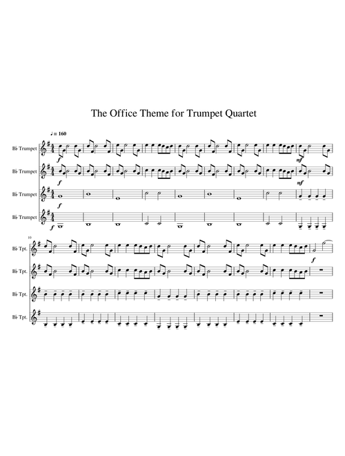 The Office Theme for Trumpet Quartet