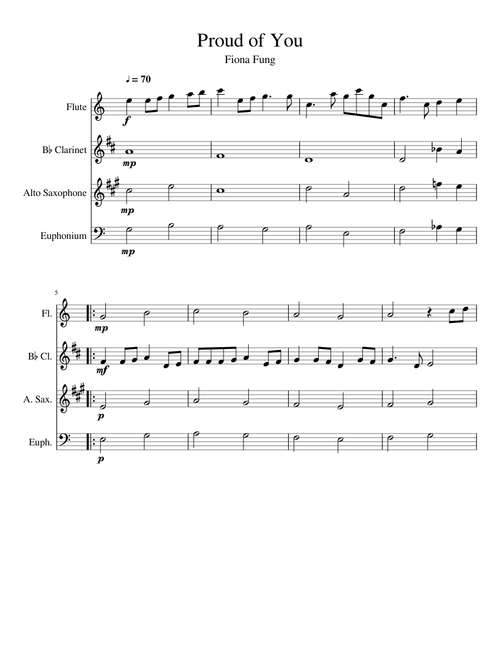 Proud of You(Flute, Clarinet, A. Saxophone, Euphonium)